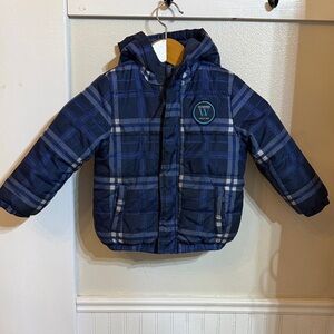 Weatherproof Navy Plaid Kids Puffer Jacket